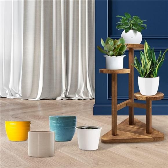 3 Tier Plant Stand, Tall Wood Plant Shelf Holder for Indoor Plants - Picture 7 of 7